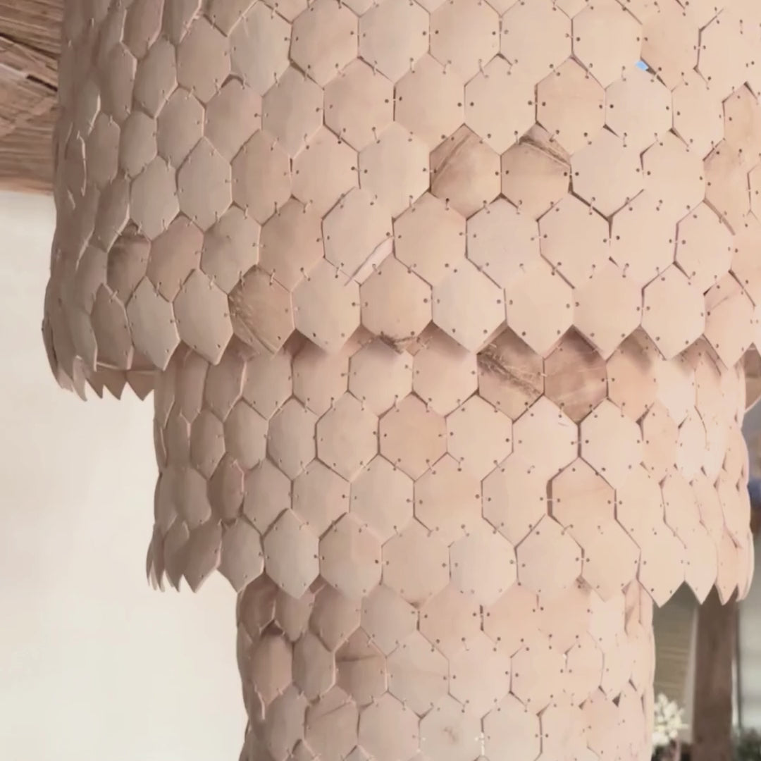 Soleto : three tiered coconut chandelier