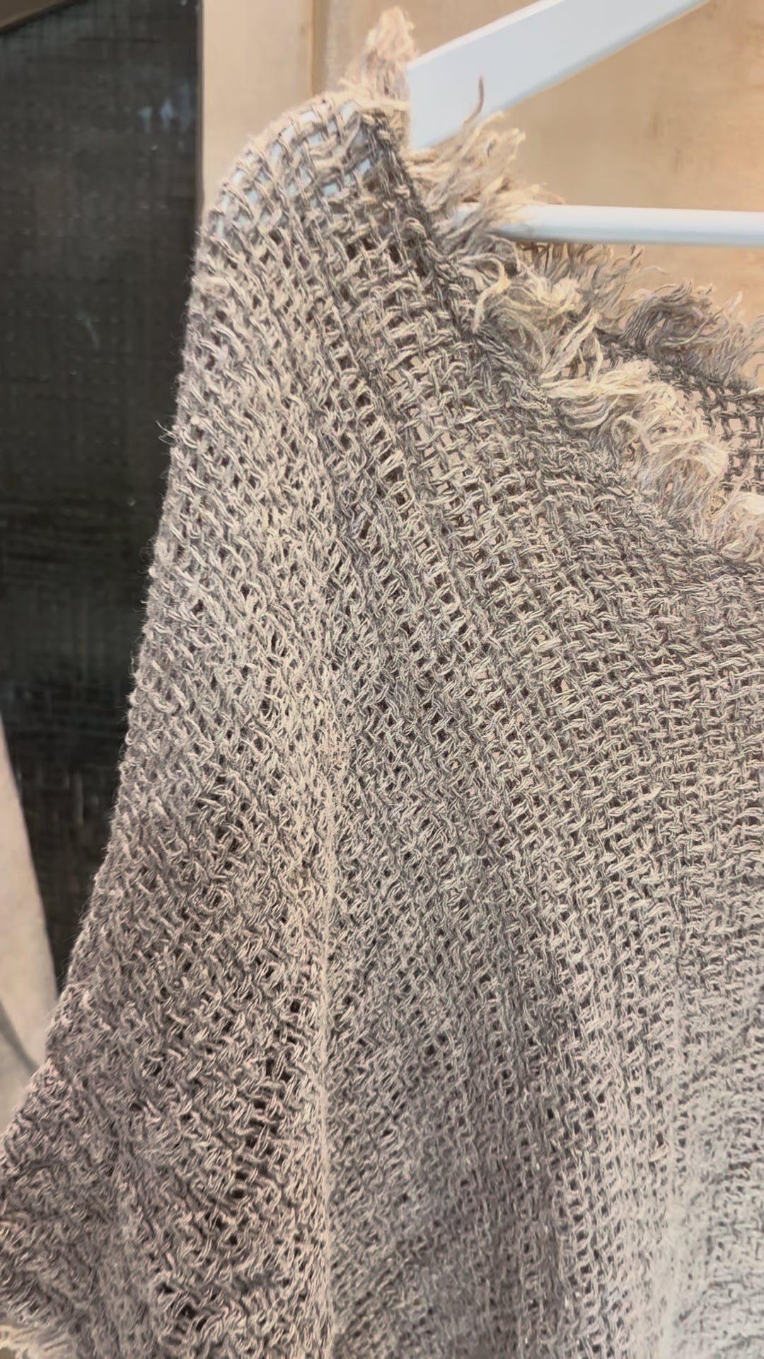 Saritan : Linen Textured Mesh Scoop Neck Top, One Size 8-16 | Natural