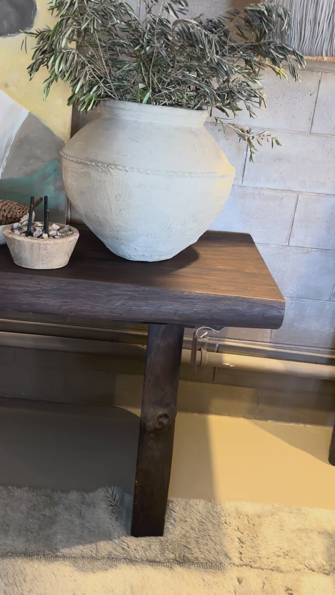 Imola : Reclaimed Teak 210cm Raw Edge Console : Dark Stain
