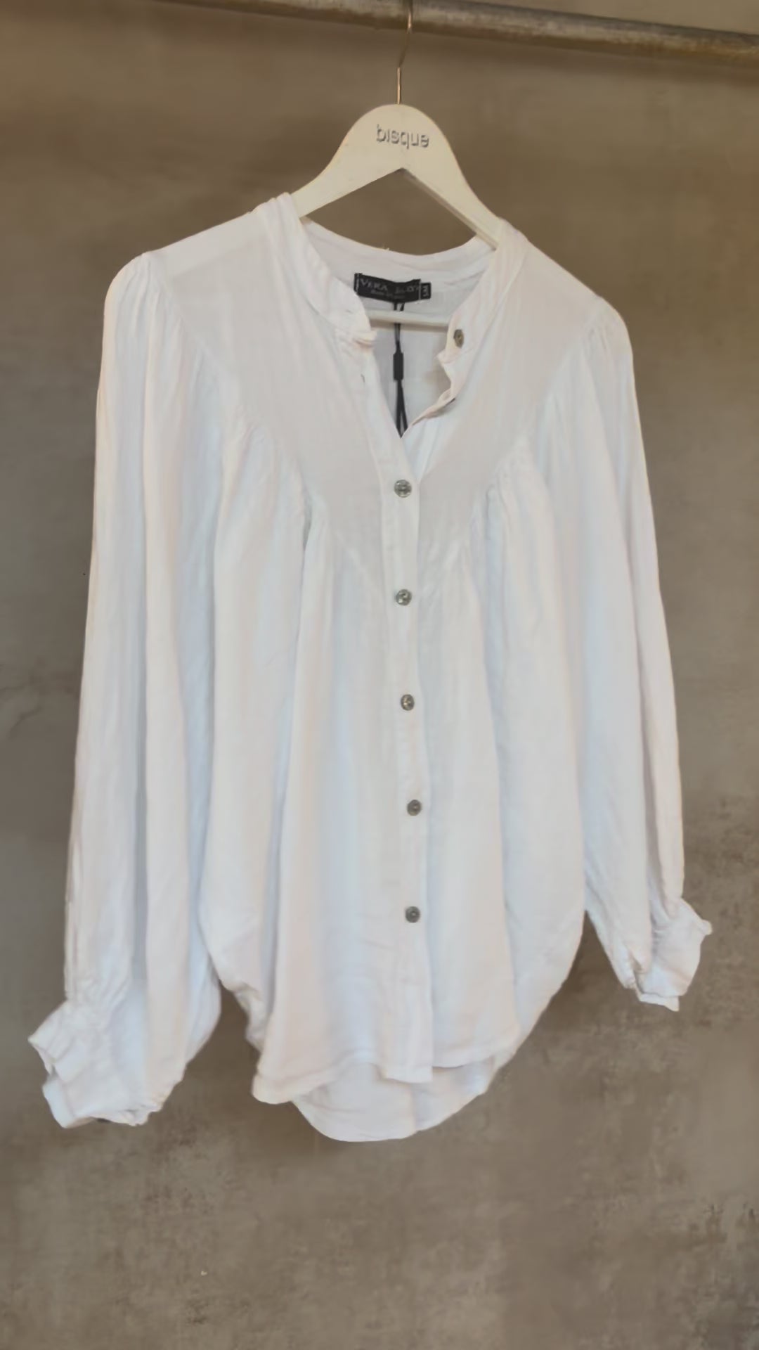 Italian Linen : Sophia : Top, S/M | White
