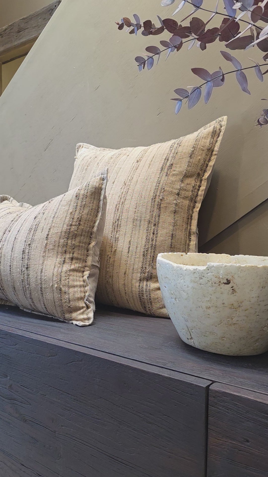 Cushion : Lorelei : Threaded Silk | Brown + Natural | 2 Sizes