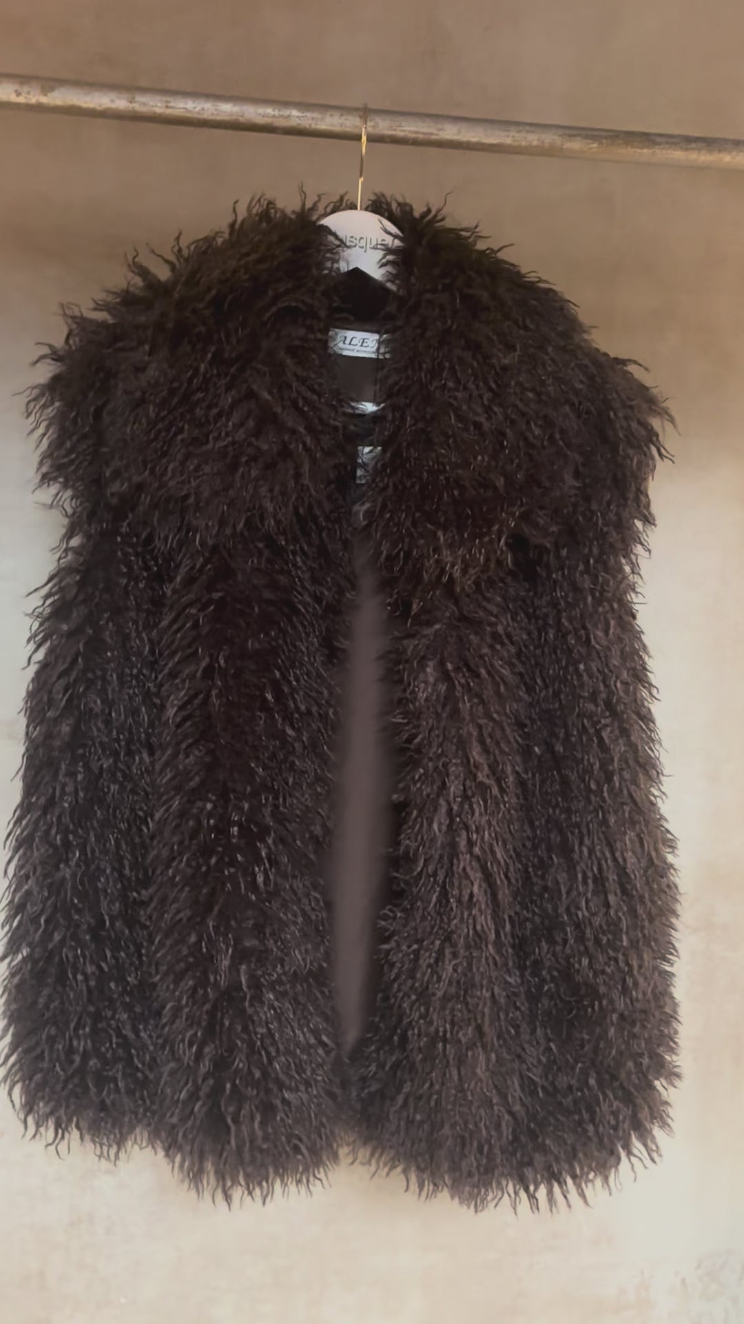 Faux Fur : Marguerite : Mongolian Sheep Vest | Brown