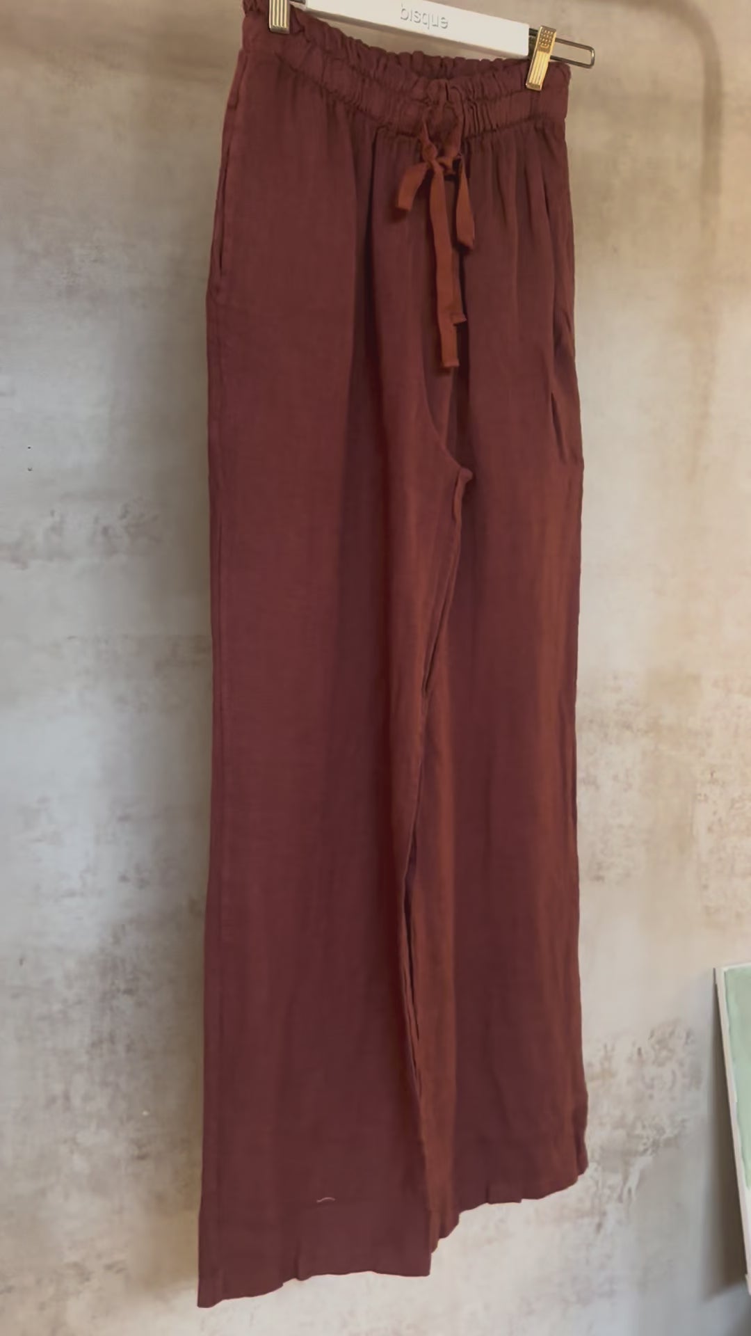 Italian Linen : Gelso Loose Wide Leg Drawstring Pants | Coco