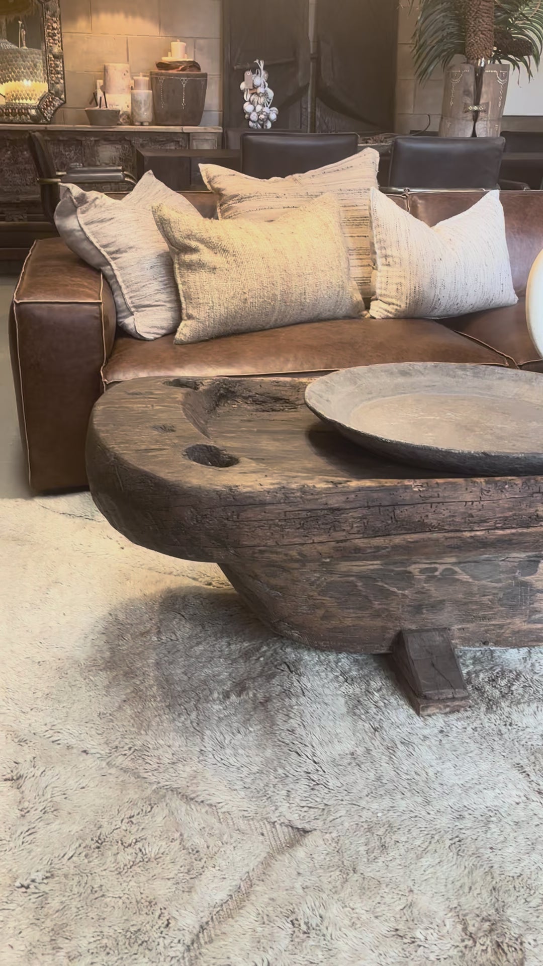 Gabriele Set of 4 modular leather corner sofa in local brown