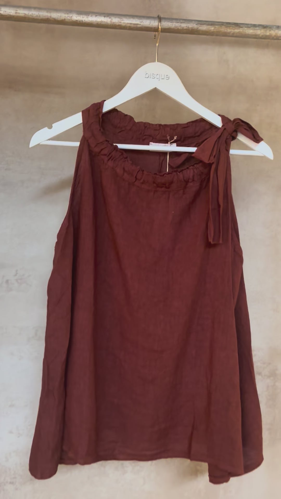 Italian Linen : Fresia : Bow Detail Neck, Sleeveless | Coco