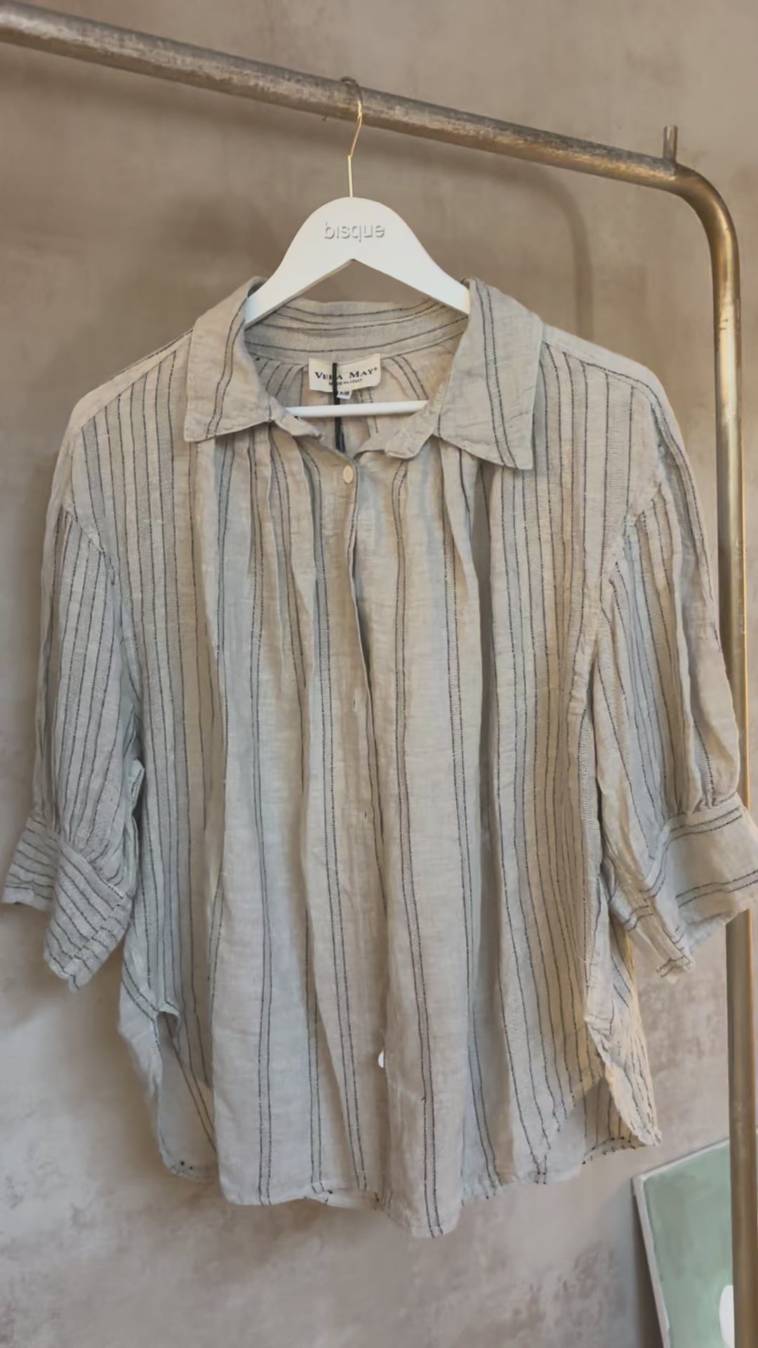 Italian Linen : Adelaide : Top : Beige Stripe