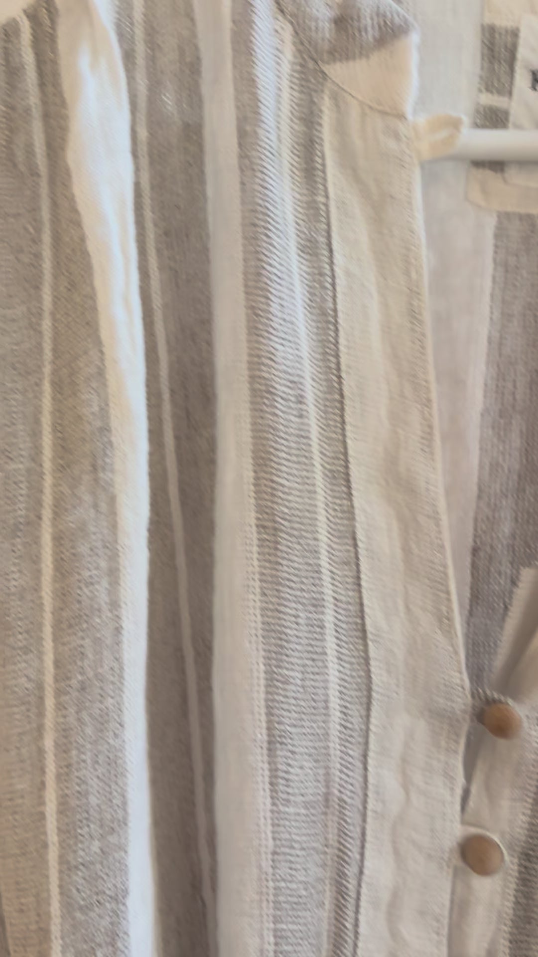 Italian Linen : Donna : One Size Kaftan : Natural & White Stripe