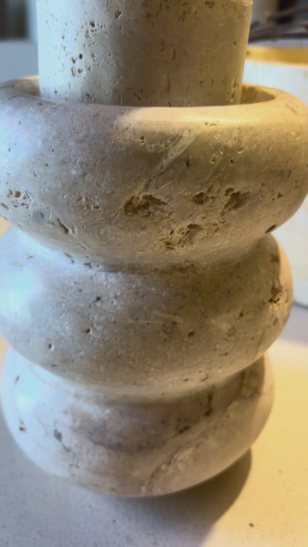 FOSSILIZED CORAL CANDLE HOLDER	dia 15 x h 20 cm