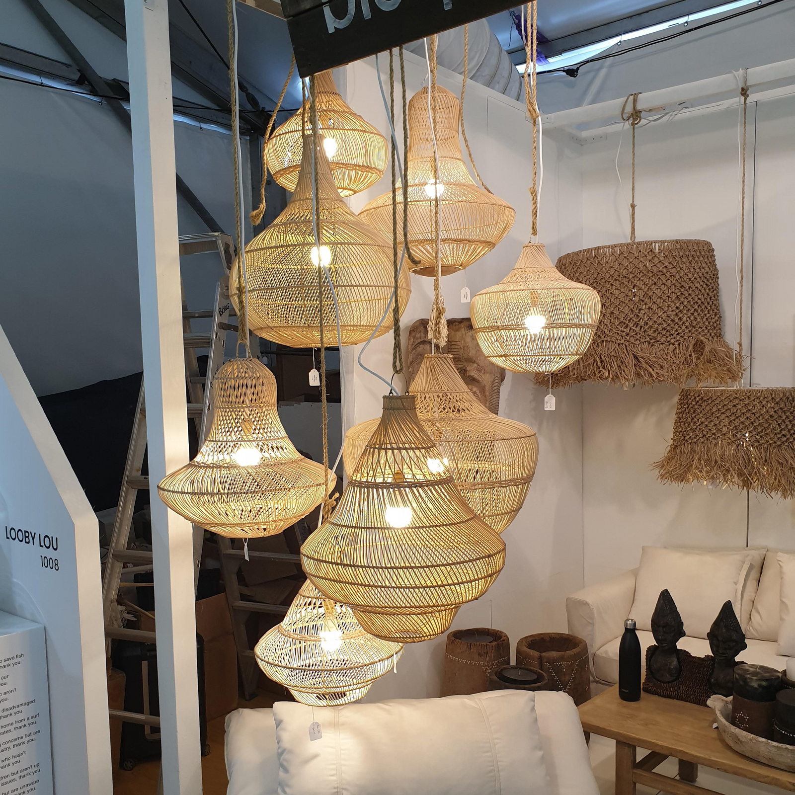 Annisa : Bowl shaped Rattan Pendant, Natural