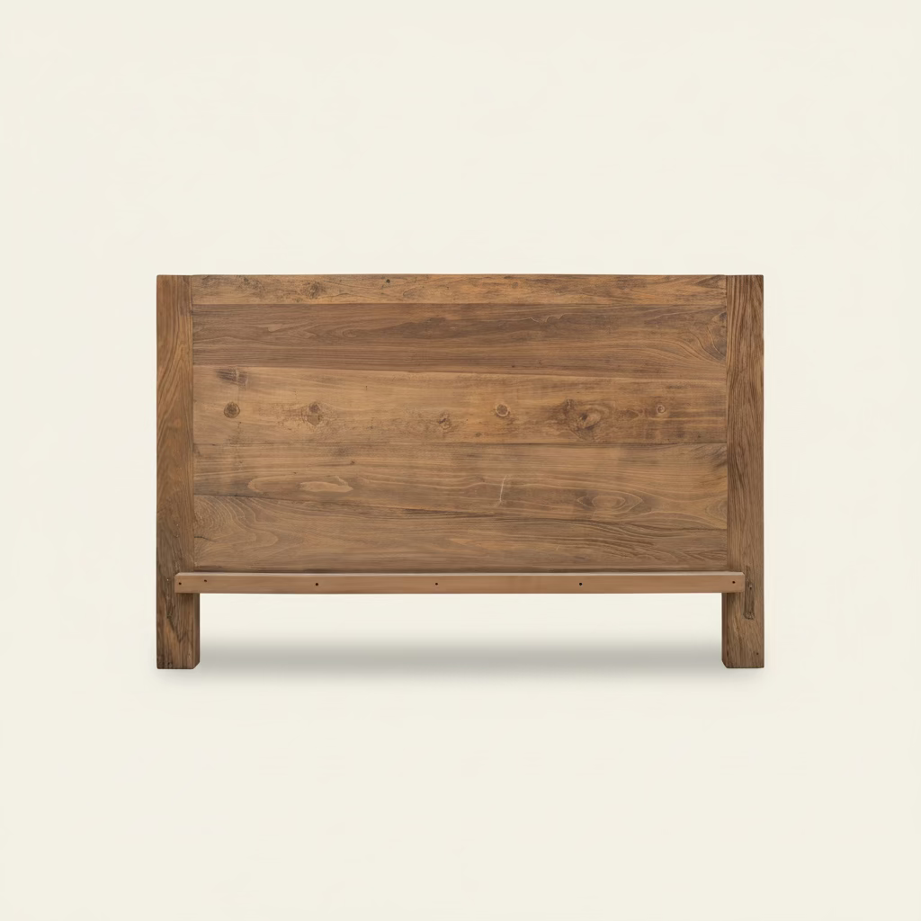 wood bedhead on white background