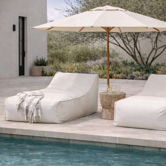 Reef : Outdoor Fabric Sun Bed, White
