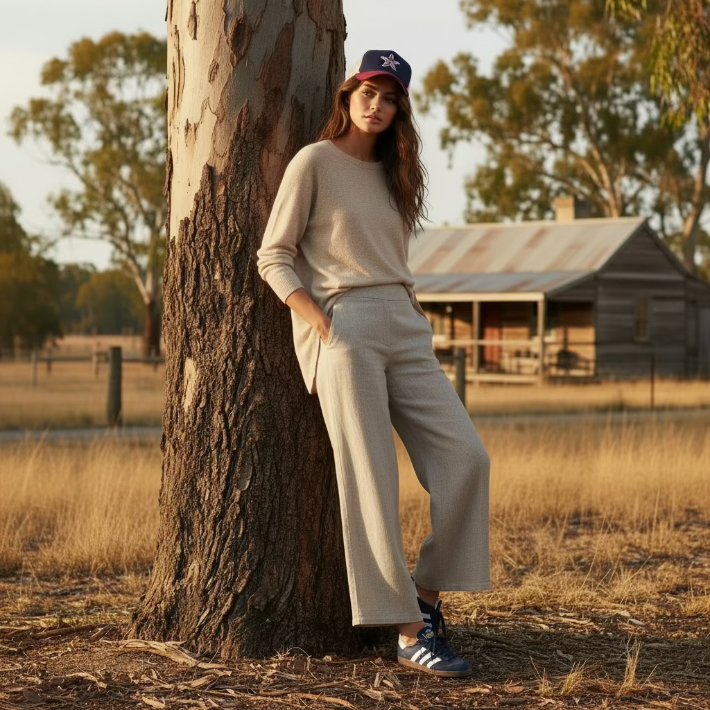 Italian Linen : Renata : Wide Leg Pants, S-M, Flat Front | Natural