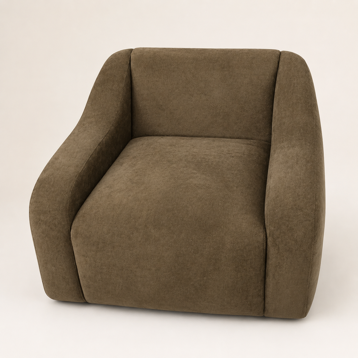 Occasional Chair : Roma : Granada Khaki : Upholstered Low Wide Modular Shaped 90cm deep x 100cm wide | Porto Upholstery