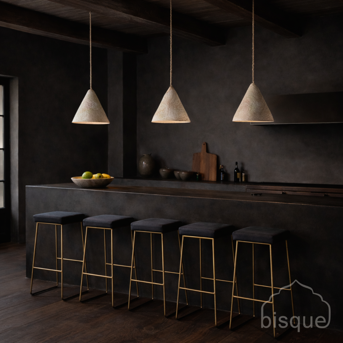 Dario : Leather Bar stool, Lead Leather