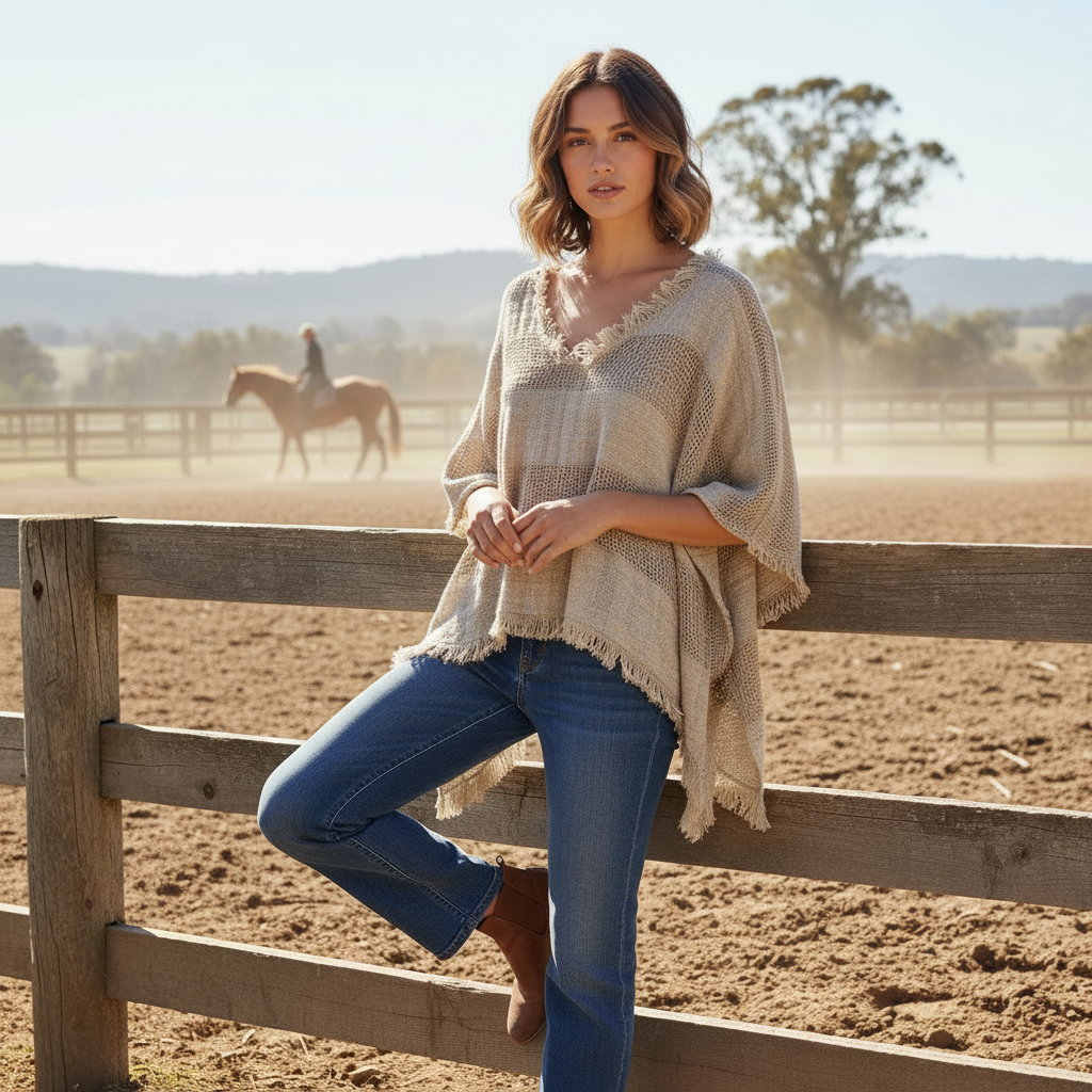 Italian Linen : Saritur :  Loose Top, One Size | Natural & Off White