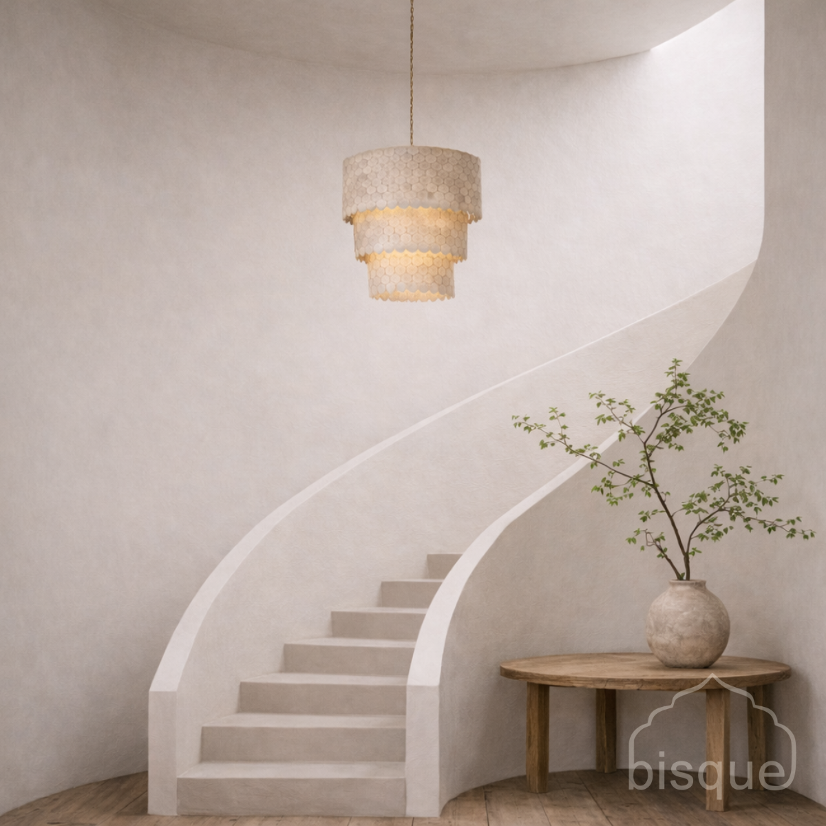 Soleto : three tiered coconut chandelier