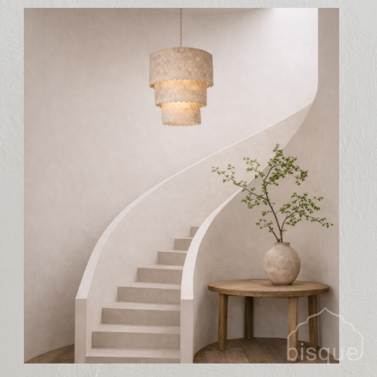 Soleto : three tiered coconut chandelier