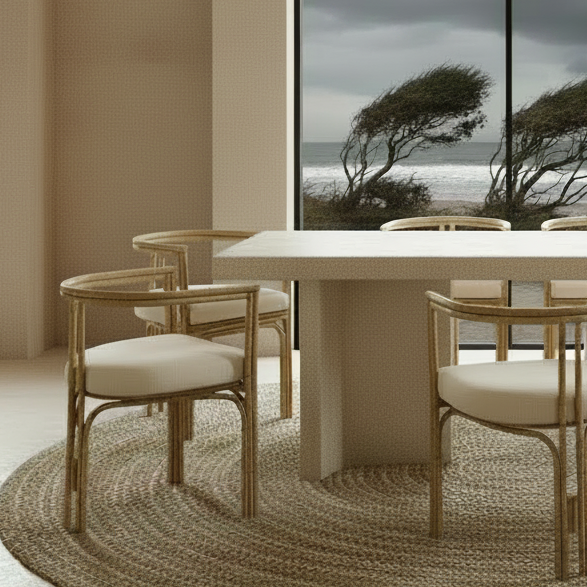 Sudut : Bamboo U Chair with White Cushion | Natural