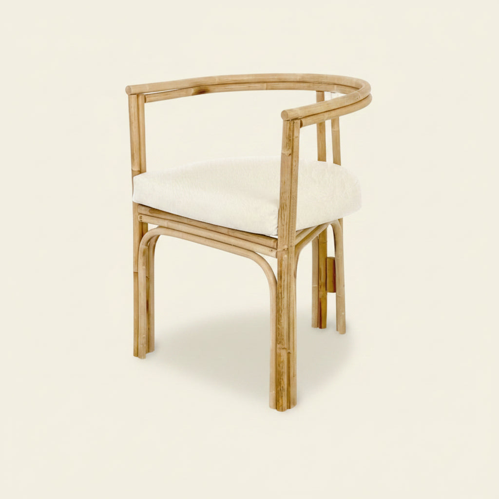Sudut : Bamboo U Chair with White Cushion | Natural