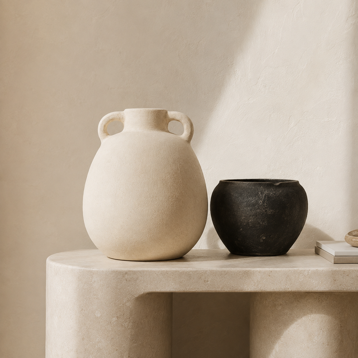 Tapole : Large Terracotta Double Handle Pot | Ecru