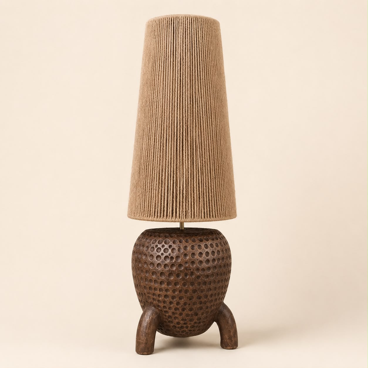Table Lamp : Umaga Terracotta Table Lamp | Brown Base, Natural Shade