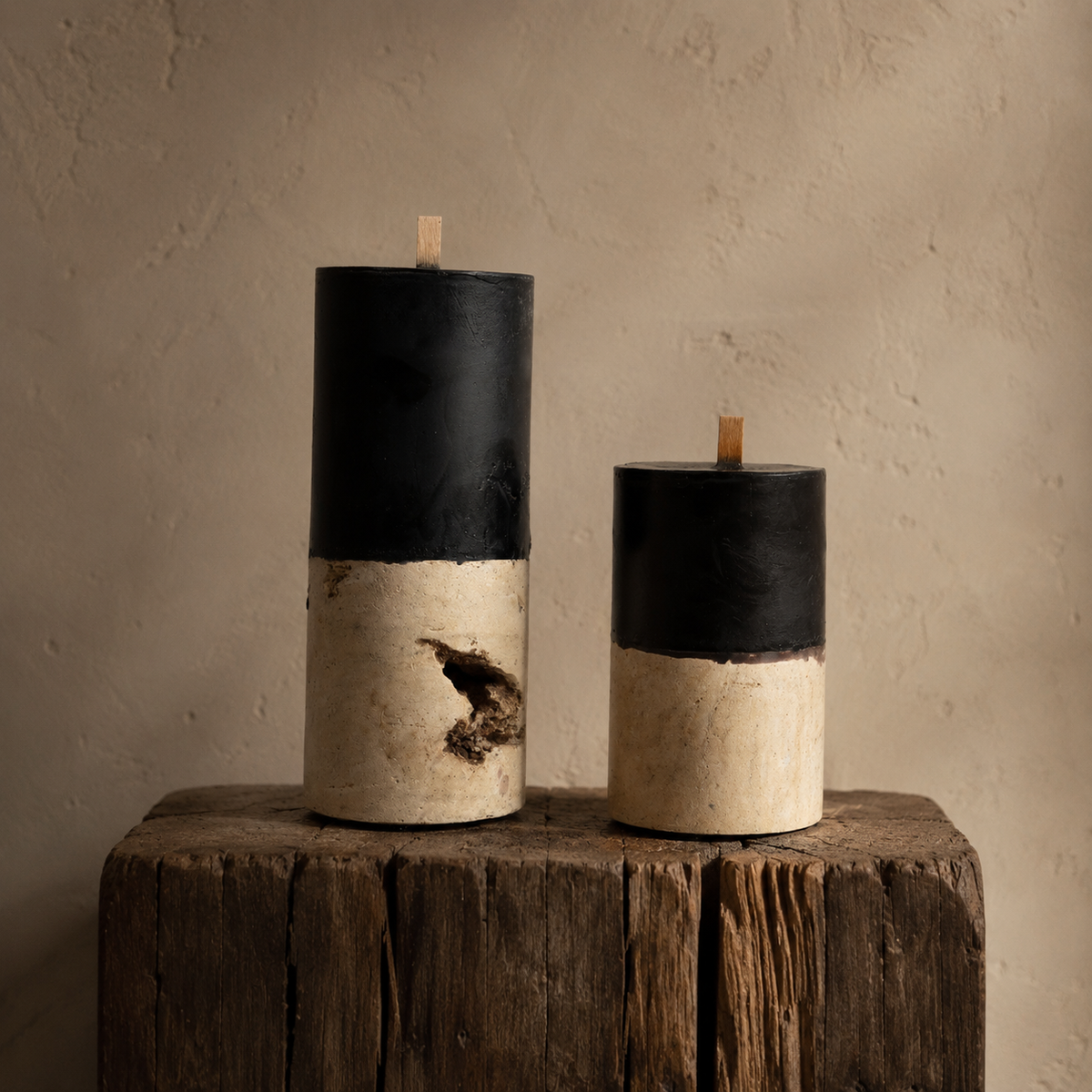 Watamu : Fossilised Candle Base, Black