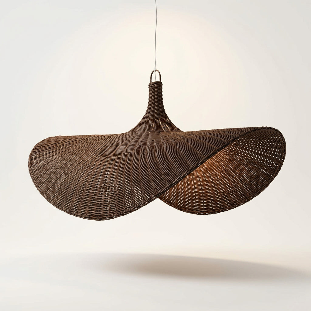 Pendant Light : Witania : Peaked Rattan Large Wave Pendant | Chocolate