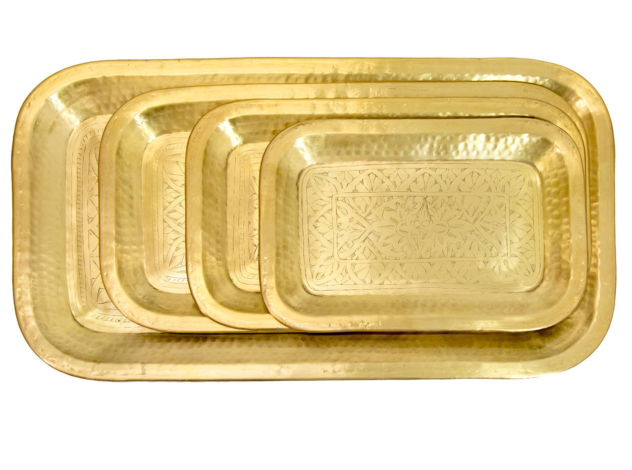 Matan : Set/4 Brass Rectangular Platters