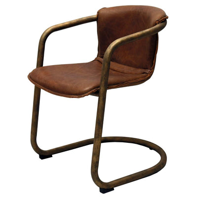 LEATHER & BRONZE DINING CHAIR-Default-BisqueTraders