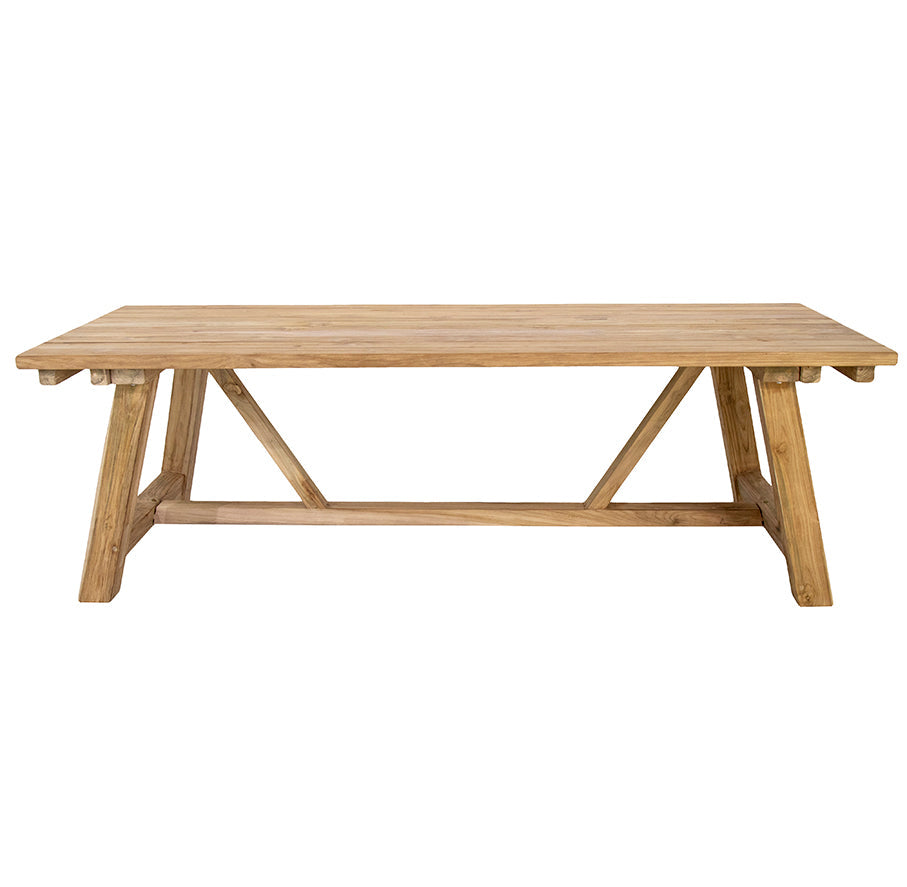 Mentari : Farmhouse Outdoor Dining Table, Bleached