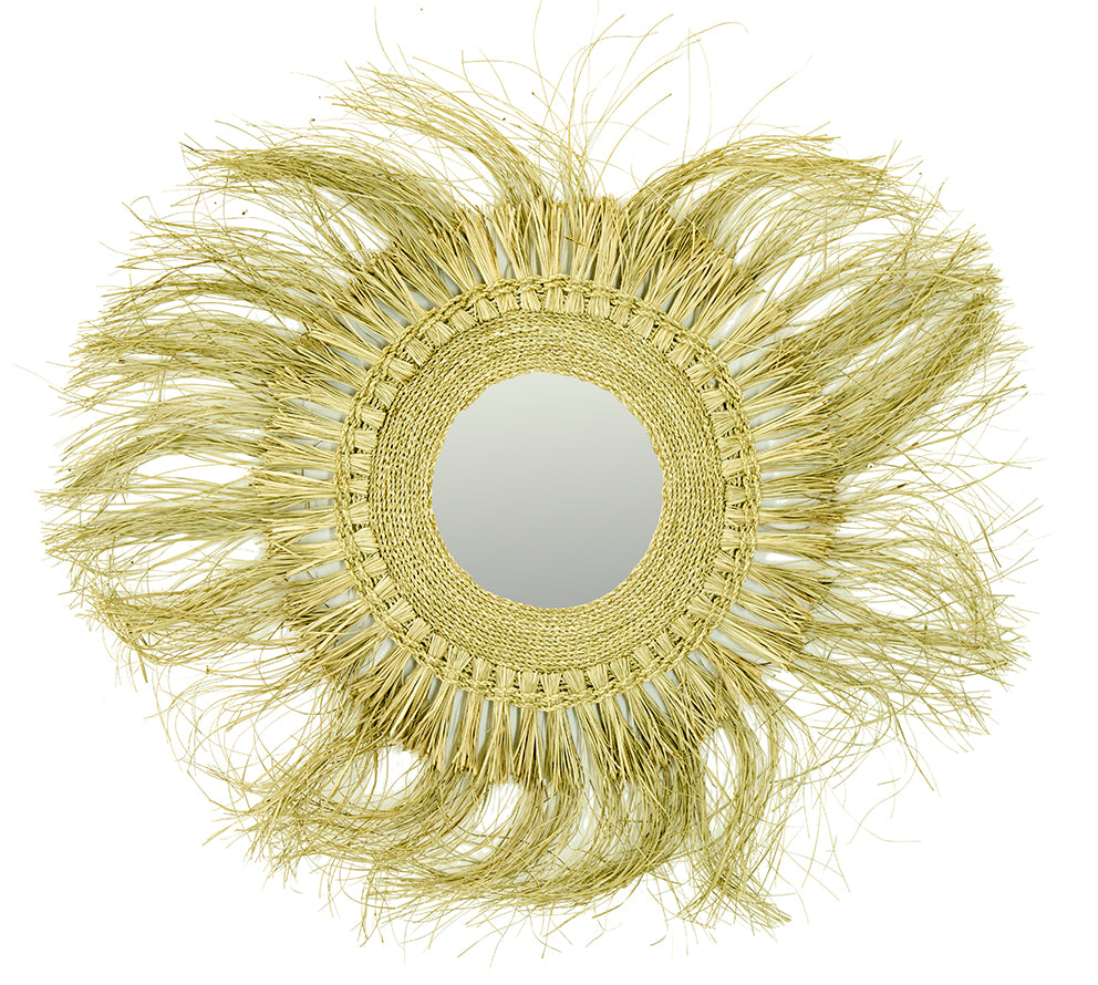 Round Raffia Mirror