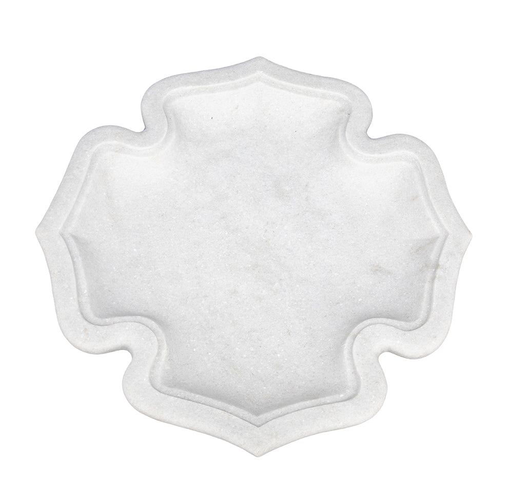 Mula : White Marble Petal Platter