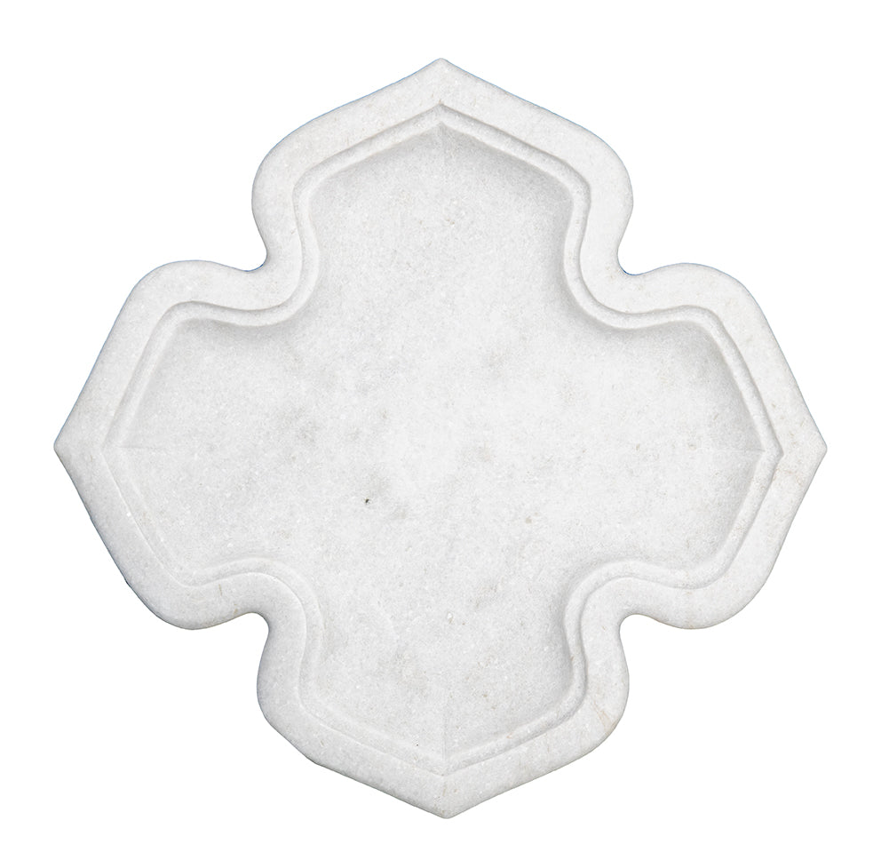 Mula : White Marble Petal Platter