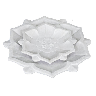 White Marble Urli Flower Platter, Large