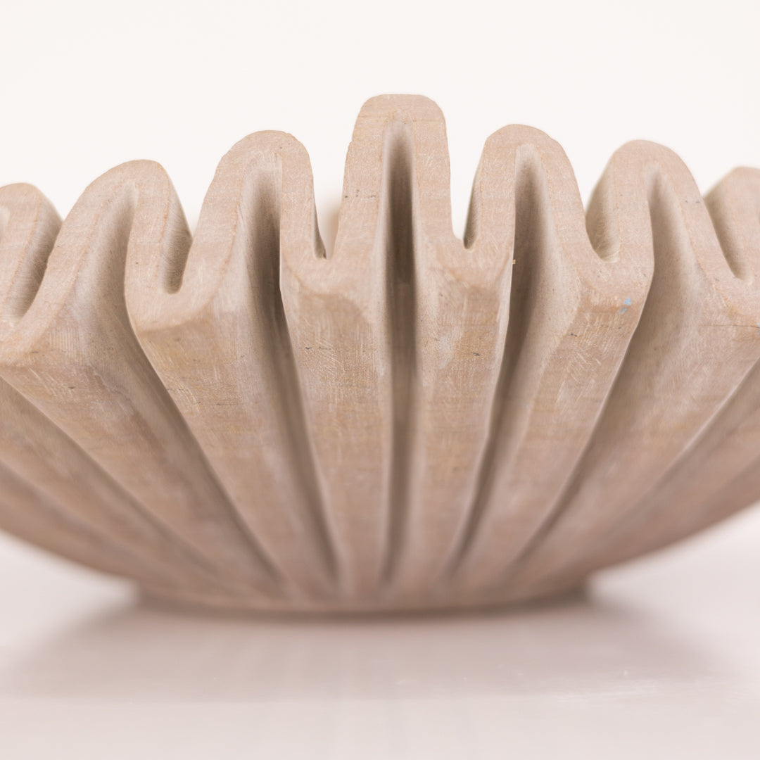 Layla : Marble Deep Scalloped Bowl, Dusty Red, Large.