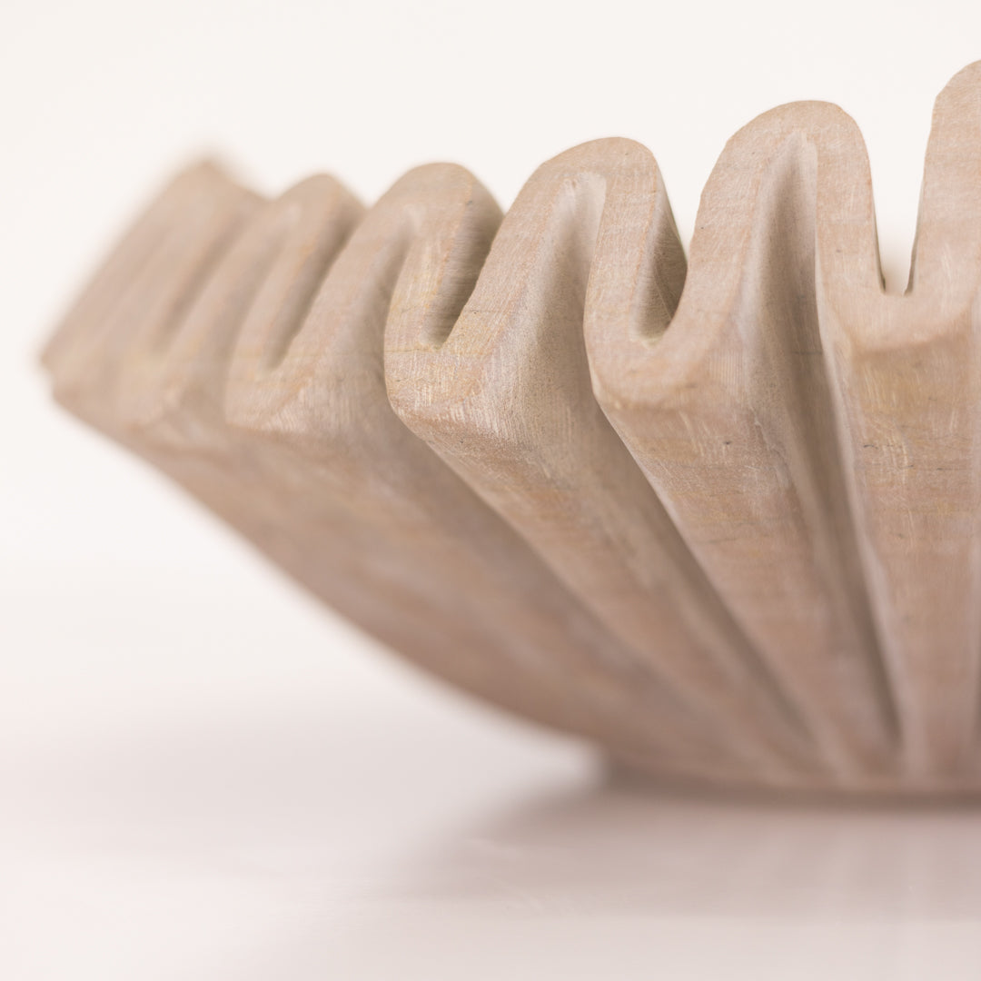 Layla : Marble Deep Scalloped Bowl, Dusty Red, Large.