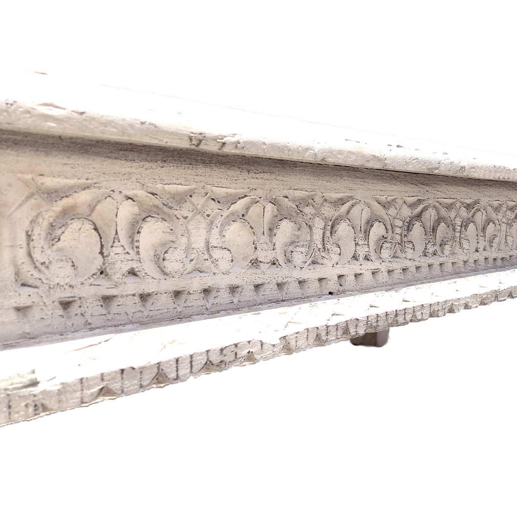 Dyuti : Coffee Table With Carved Legs, Distressed White