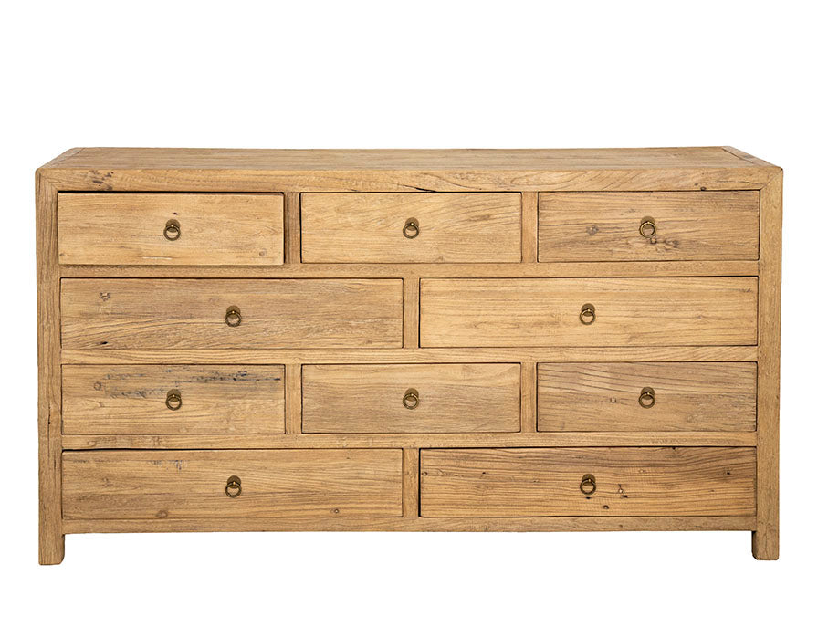 Celina : Recycled Pine 10 Drawer Chest, Antique Natural