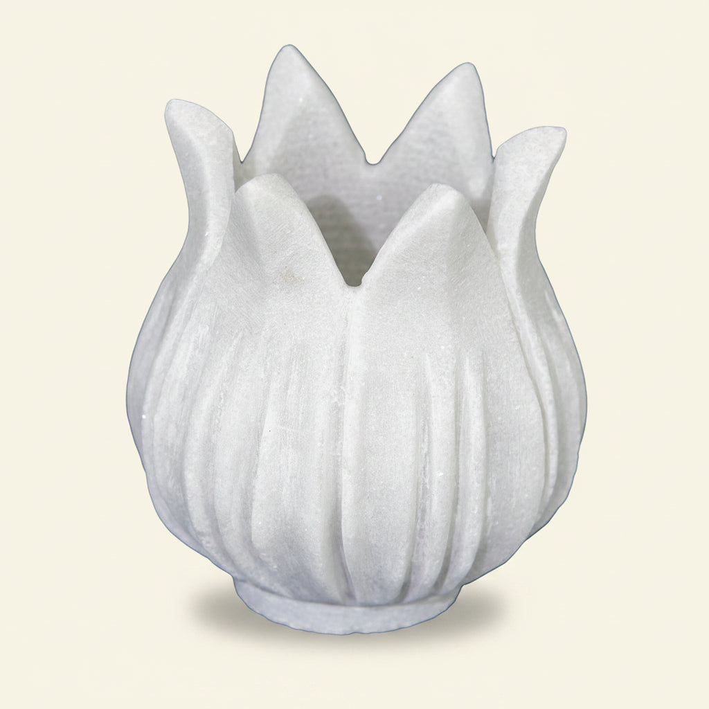 Lotus : Flower Marble Candleholder, Small
