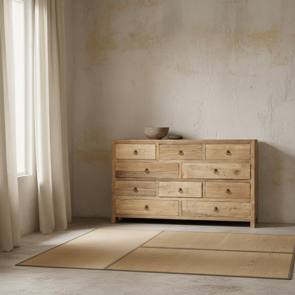 cerina bleached reclaimed pine 10 drawer cabinet, Bisque