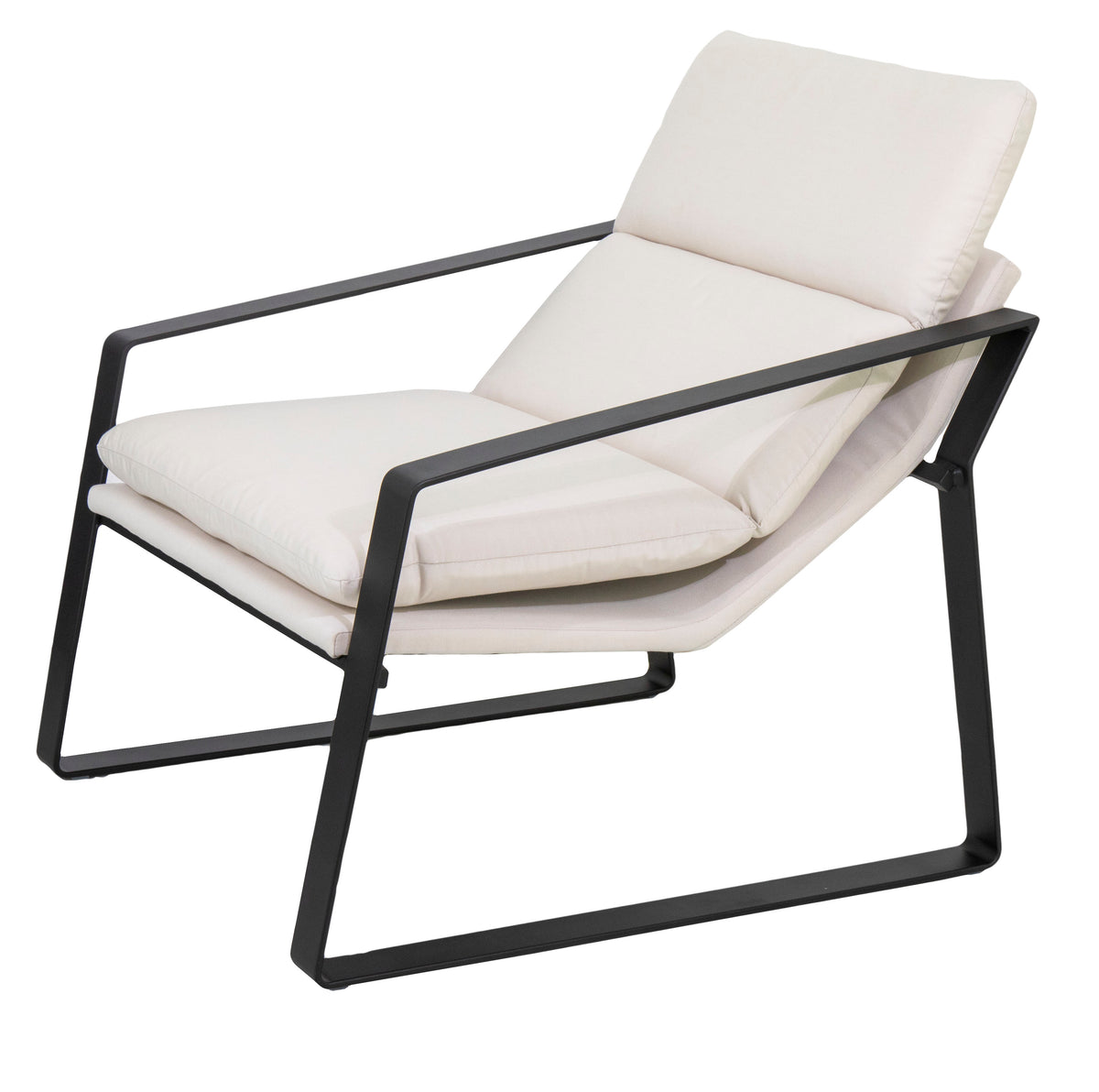 Coral : Outdoor Single Fabric Recliner, White/Black