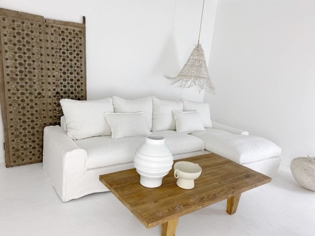 Senja : Linen Corner Sofa, White Right hand chaise