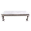 'Dyuti' Coffee Table With Carved Legs, Distressed White