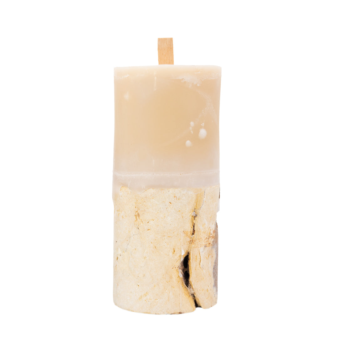 Lamu : Fossilised Coral Candle, Beige