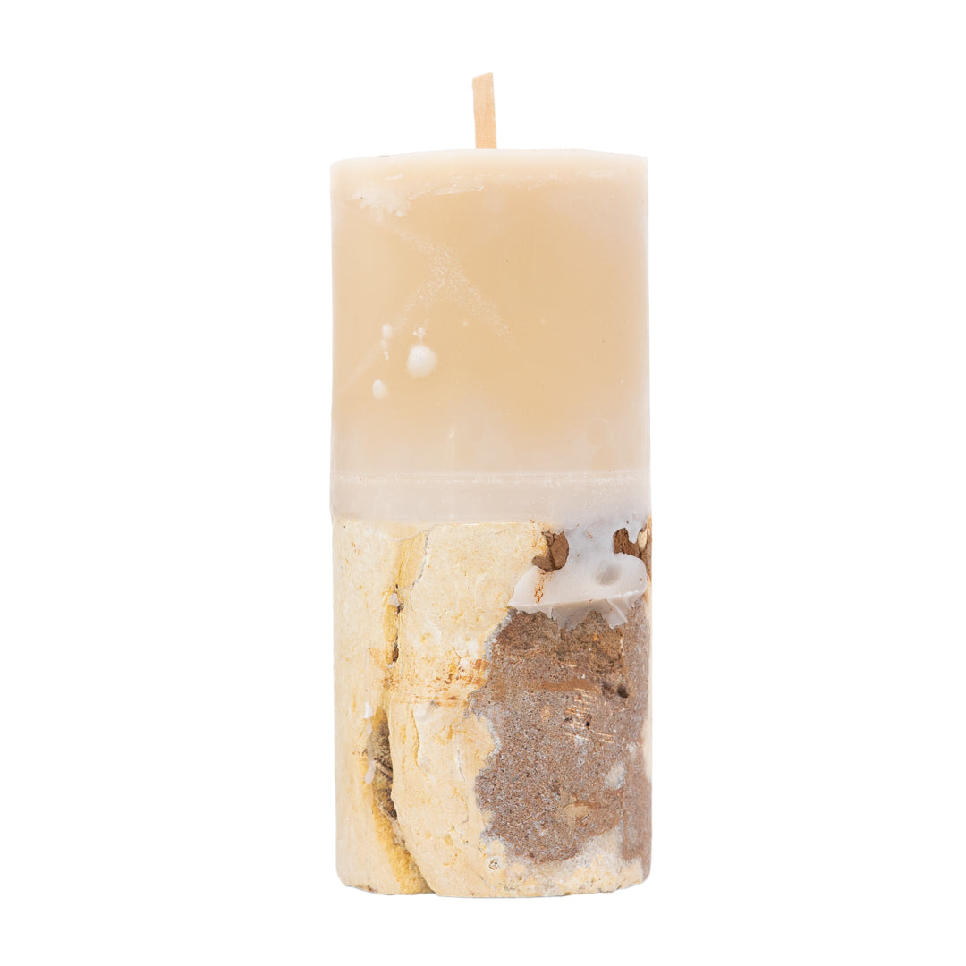 Lamu : Fossilised Coral Candle, Beige