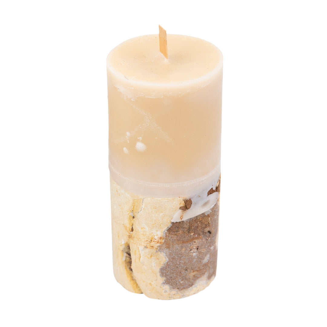 Lamu : Fossilised Coral Candle, Beige