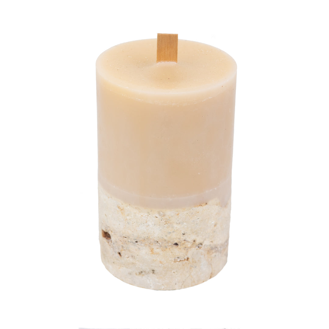 Lamu : Fossilised Coral Candle, Beige