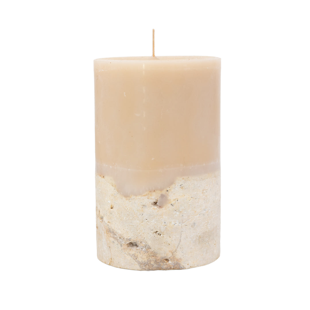 Lamu : Fossilised Coral Candle, Beige