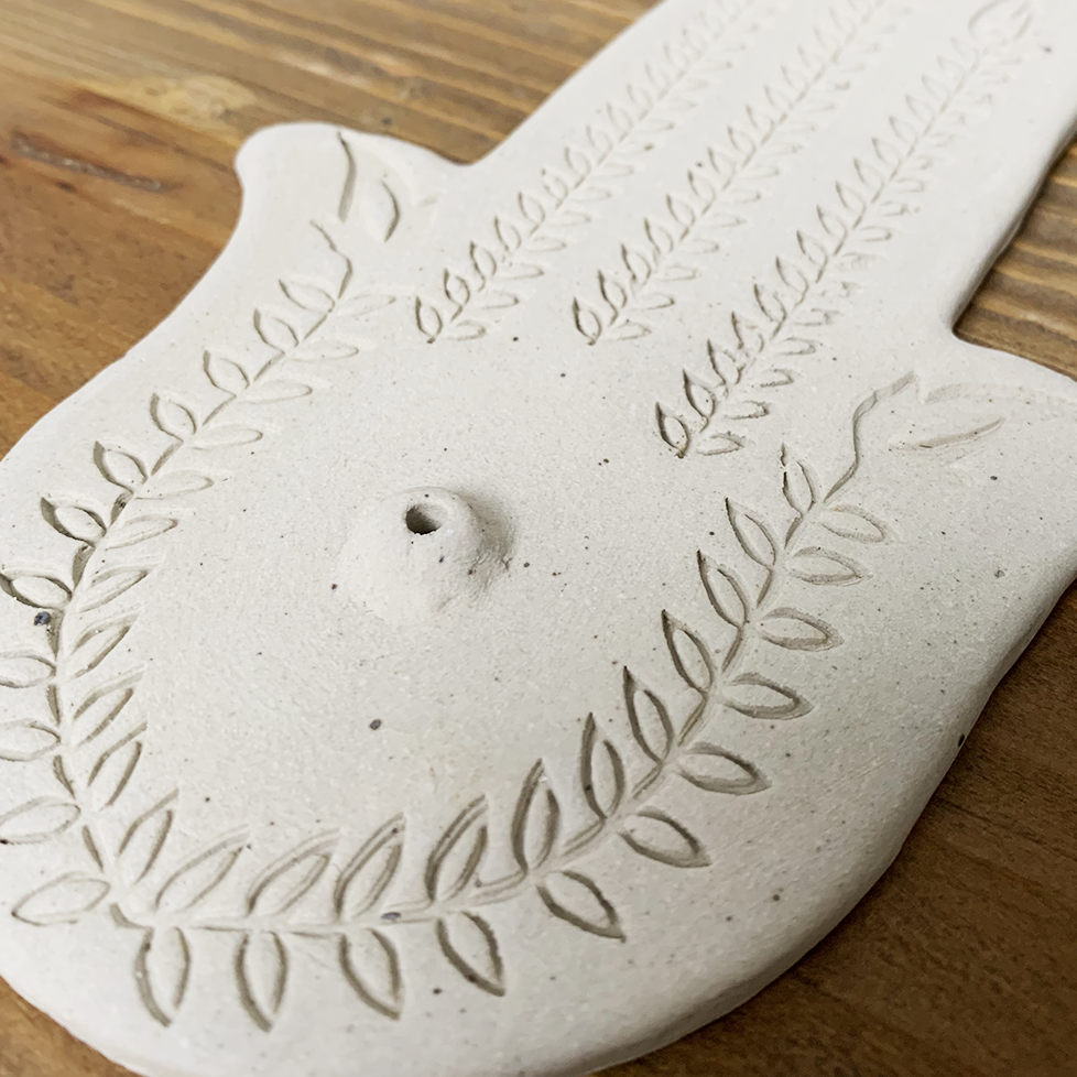 Hamsa : Ceramic Palm Incense Holder
