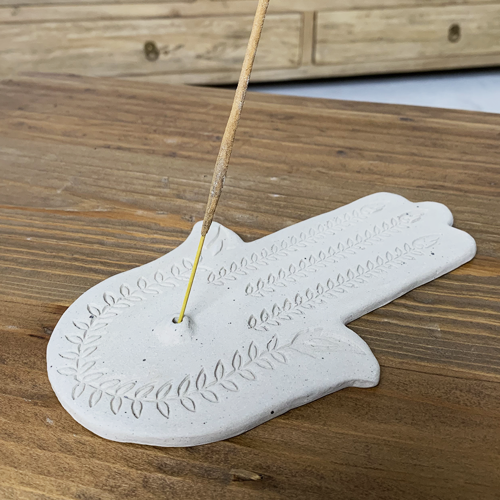 Hamsa : Ceramic Palm Incense Holder